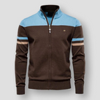Sweater Heren Gestreept Rits Hemelsblauw