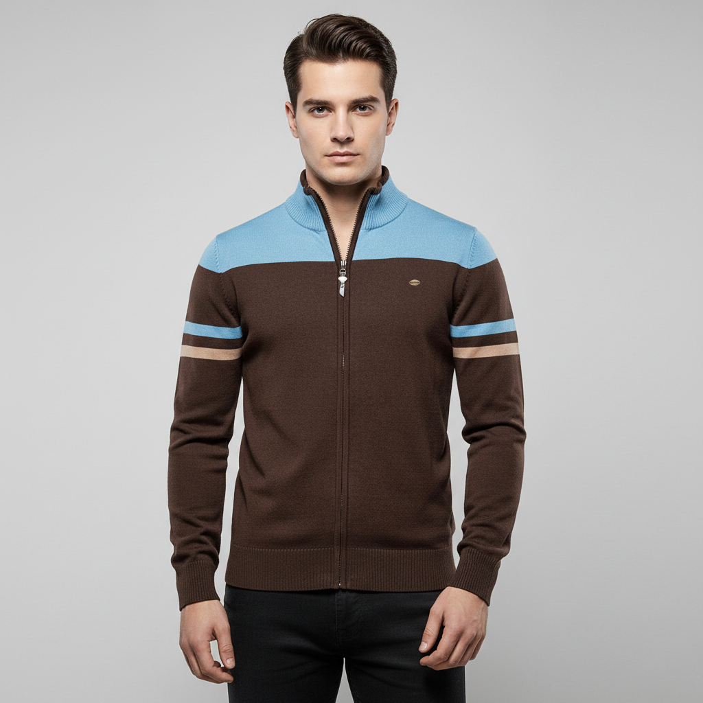 Sweater Heren Gestreept Rits