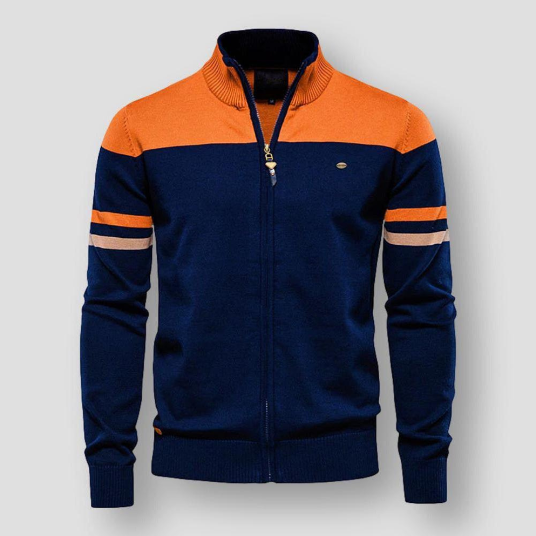 Sweater Heren Gestreept Rits Oranje