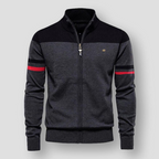 Sweater Heren Gestreept Rits Zwart
