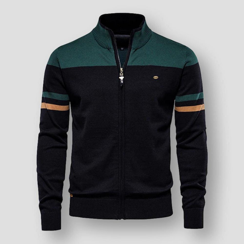Sweater Heren Gestreept Rits Groen