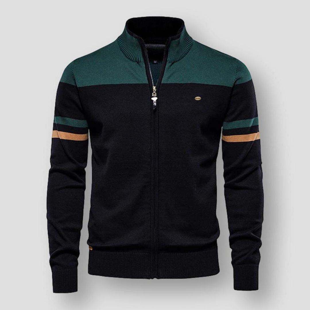 Sweater Heren Gestreept Rits Groen