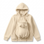 Zachte Fleece Draaghoodie met Voorzak voor Babydragen – Babydraag Hoodie voor Mama & Papa, 5 Kleuren, S–XXL Beige