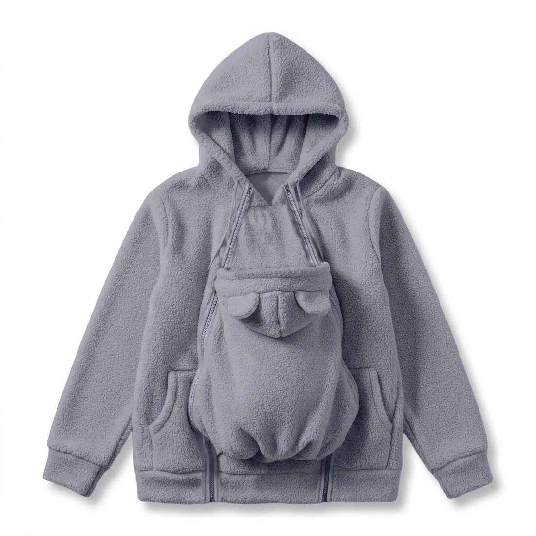 Zachte Fleece Draaghoodie met Voorzak voor Babydragen – Babydraag Hoodie voor Mama & Papa, 5 Kleuren, S–XXL