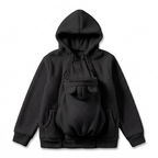 Zachte Fleece Draaghoodie met Voorzak voor Babydragen – Babydraag Hoodie voor Mama & Papa, 5 Kleuren, S–XXL Zwart