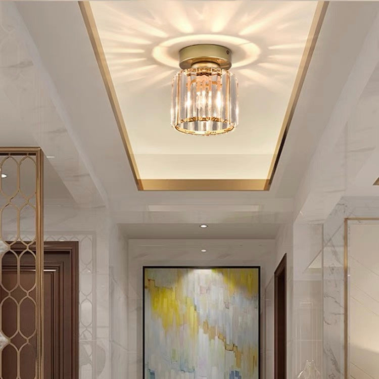 Moderne Kristallen Plafondlamp – Kristal Plafonnière met Messing Armatuur, E27, Rond of Vierkant, Goud of Zwart – CrystalGlow
