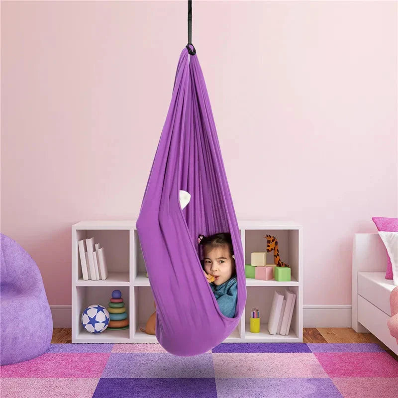Kinderhangmat van Biologisch Katoen 100% – Rustgevende Schommelcocon voor Spel & Ontspanning Paars