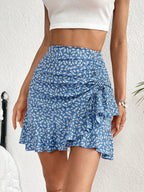 Amara | Rok Dames - Bloemenprint Boho Lichtblauw