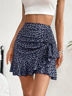 Amara | Rok Dames - Bloemenprint Boho Donkerblauw