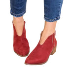 Enkellaarsjes Dames Spitse Neus Comfortabele Hak Rood