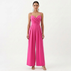 Isolde | Jumpsuit Dames - Wijde Pijpen V-Hals Hoge Taille Rosérood