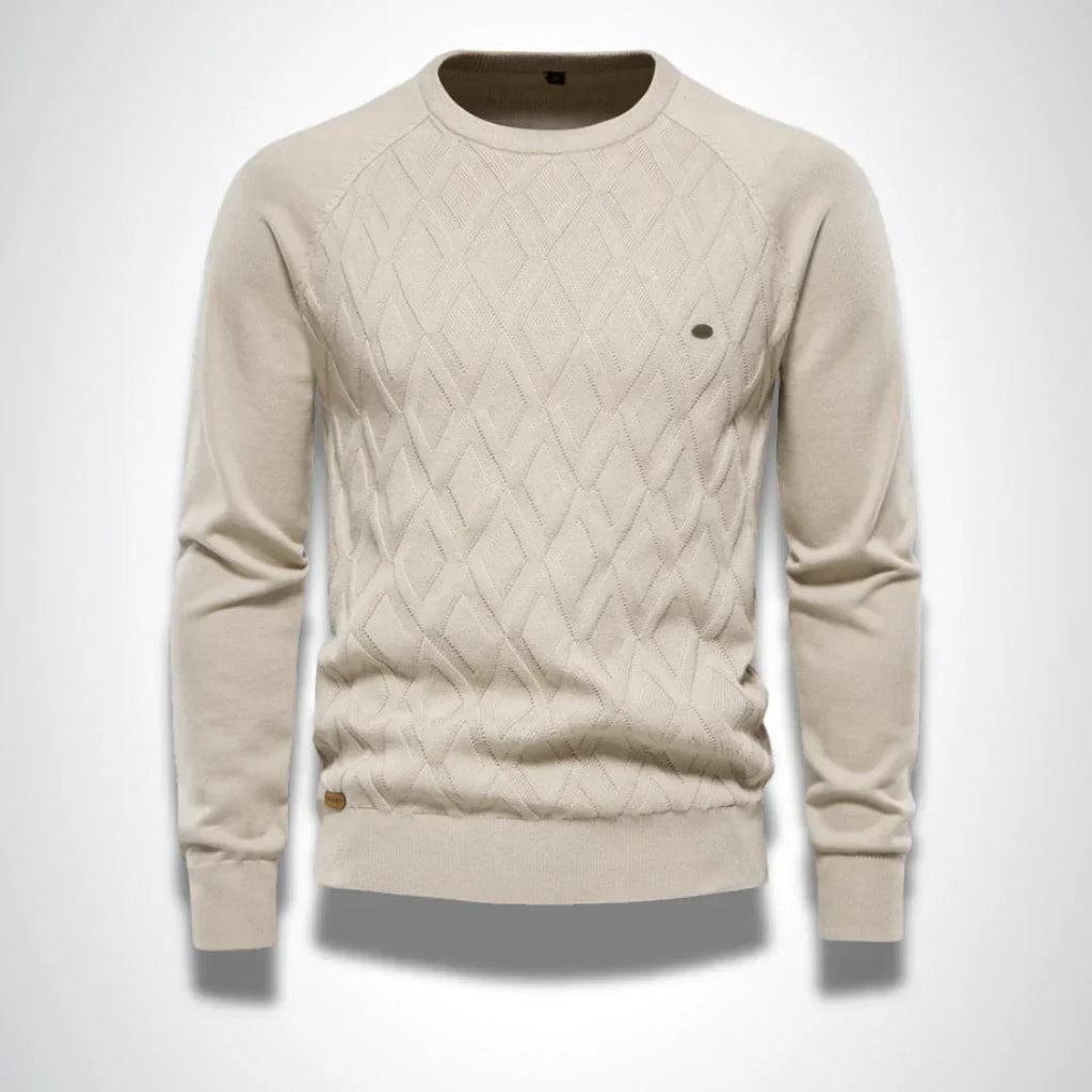 Trui Heren Gebreid Comfortabel Beige