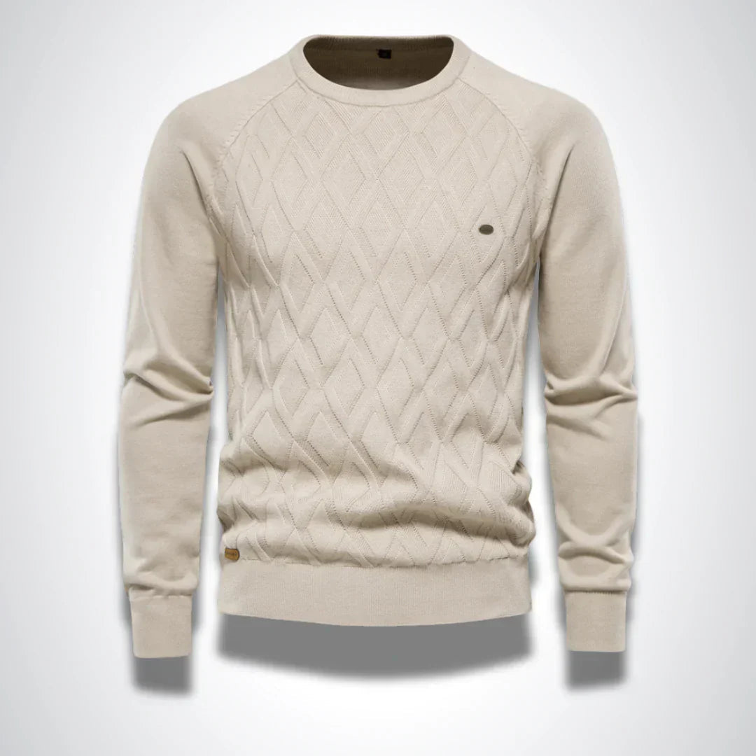 Trui Heren Gebreid Comfortabel Beige