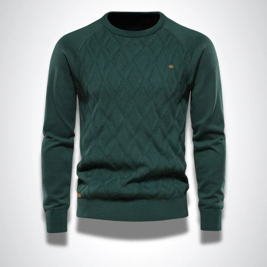Trui Heren Gebreid Comfortabel Groen