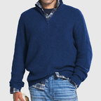 Sweater Heren Rits Lange Mouwen Zacht Casual Stijl Donkerblauw