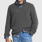 Sweater Heren Rits Lange Mouwen Zacht Casual Stijl Grijs