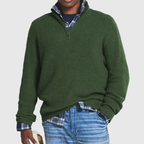 Sweater Heren Rits Lange Mouwen Zacht Casual Stijl Donkergroen
