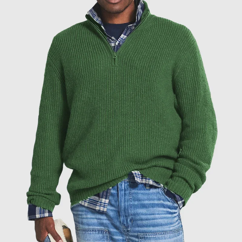 Sweater Heren Rits Lange Mouwen Zacht Casual Stijl Groen
