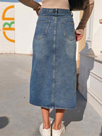 Aurelia | Kokerrok Dames - Denim - Met Split