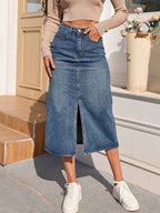 Aurelia | Kokerrok Dames - Denim - Met Split