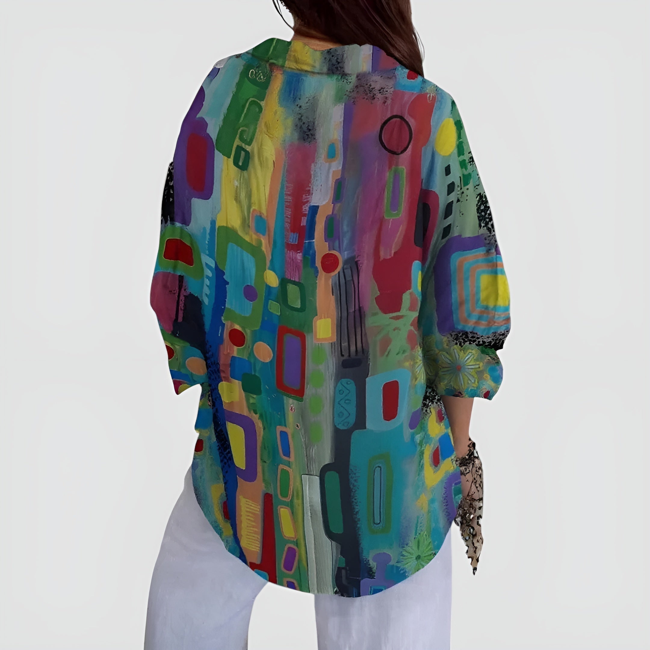 Katrin | Dames Blouse - Geometrisch Patroon, Comfortabel en Luchtig