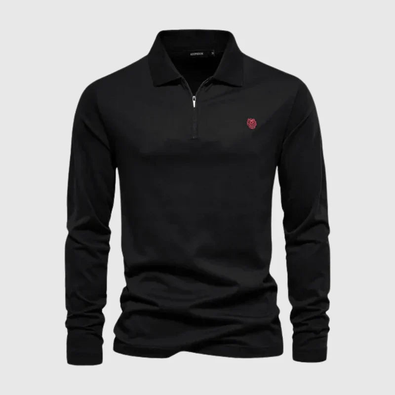 Polo Heren Lange Mouwen Zwart