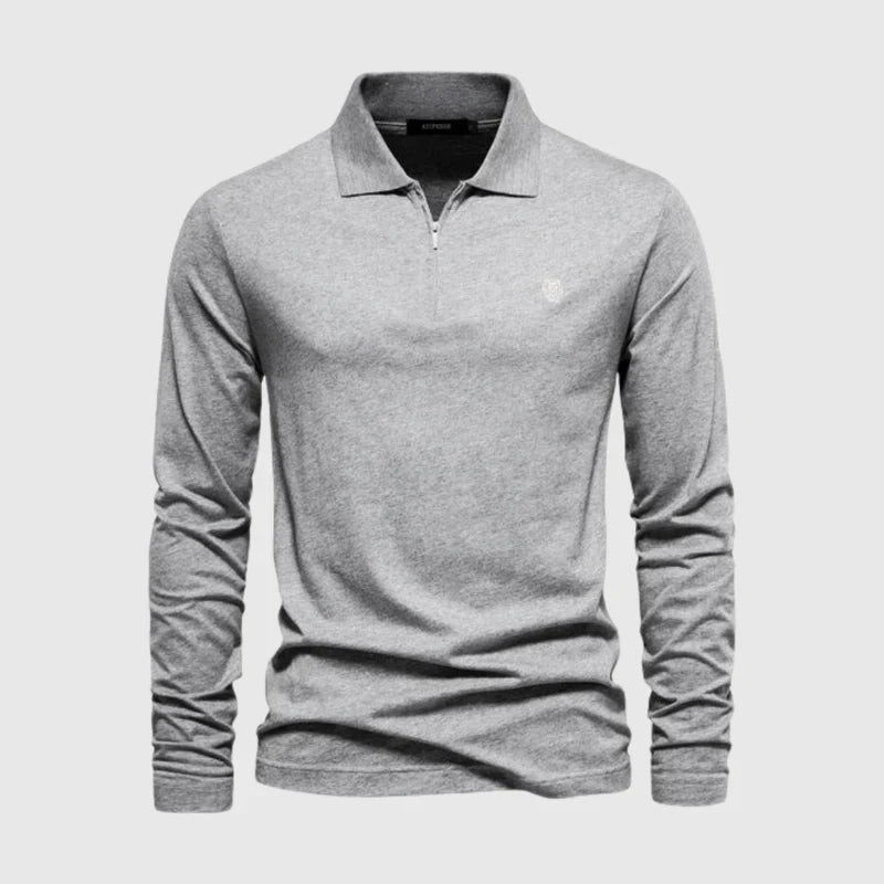 Polo Heren Lange Mouwen Grijs