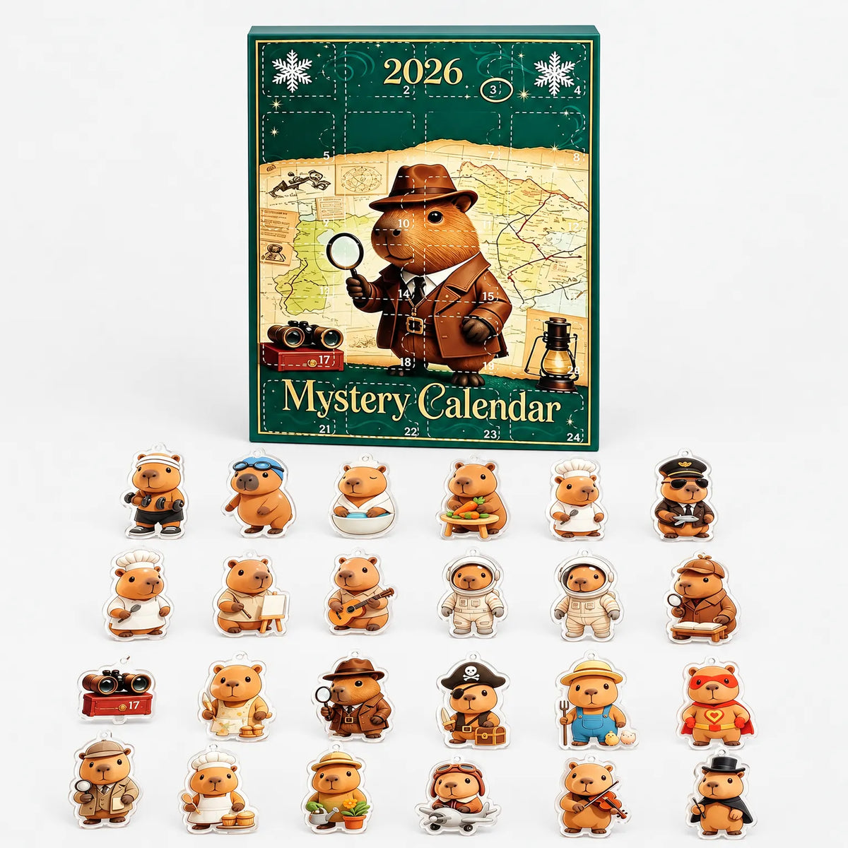 Dieren Adventskalender Kinderen – 24 Dierenfiguurtjes van Acryl in Beroepskostuums om op te Hangen, zonder Snoep Default Title