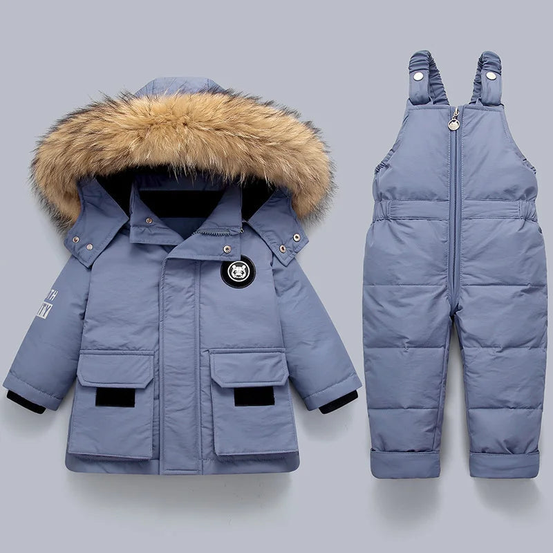 Skipak Kinderen 2-delig – Gewatteerde Winterset met Capuchonjas & Broek, 6 Kleuren, 2-6 Jaar – Hermosa Blauw