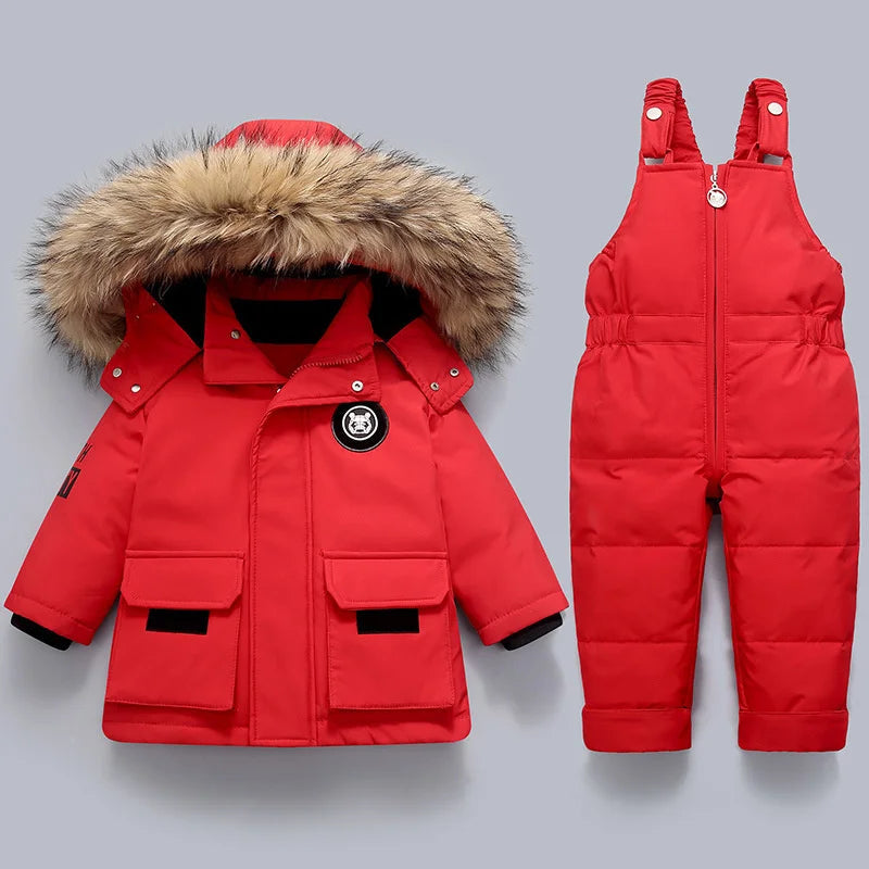 Skipak Kinderen 2-delig – Gewatteerde Winterset met Capuchonjas & Broek, 6 Kleuren, 2-6 Jaar – Hermosa Rood