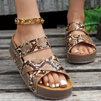 Kira | Dames Sandalen - Orthopedisch en Ademend Vegan Leer Slangenprint