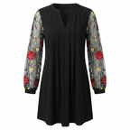 Kira | Dames Mini Jurk - Elegante V-hals, Transparante Mouwen
