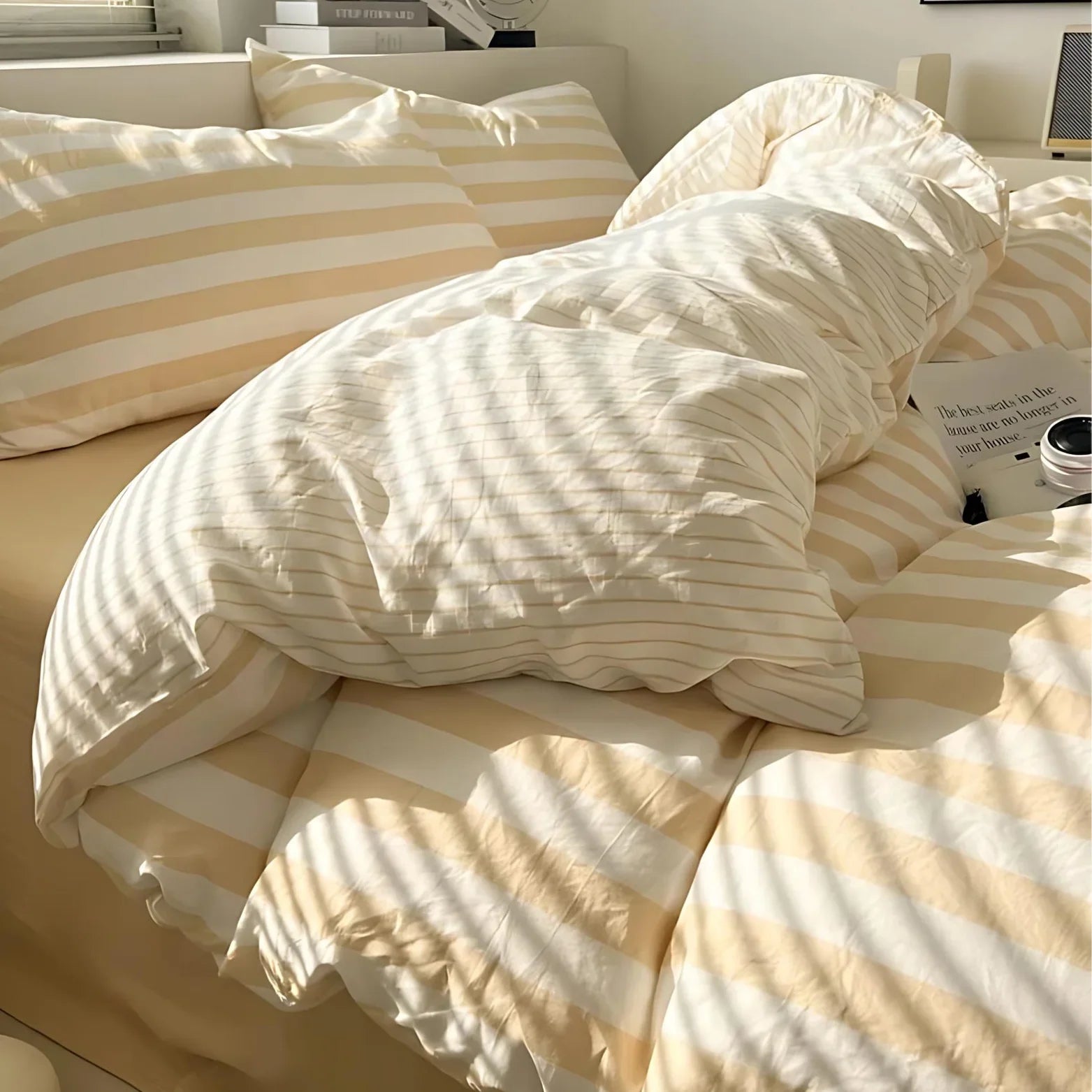 Klassieke Gestreepte Beddengoedset – Hoogwaardige Materialen, Inclusief Dekbedovertrek, Laken en Kussenslopen, Verkrijgbaar in Diverse Maten 0