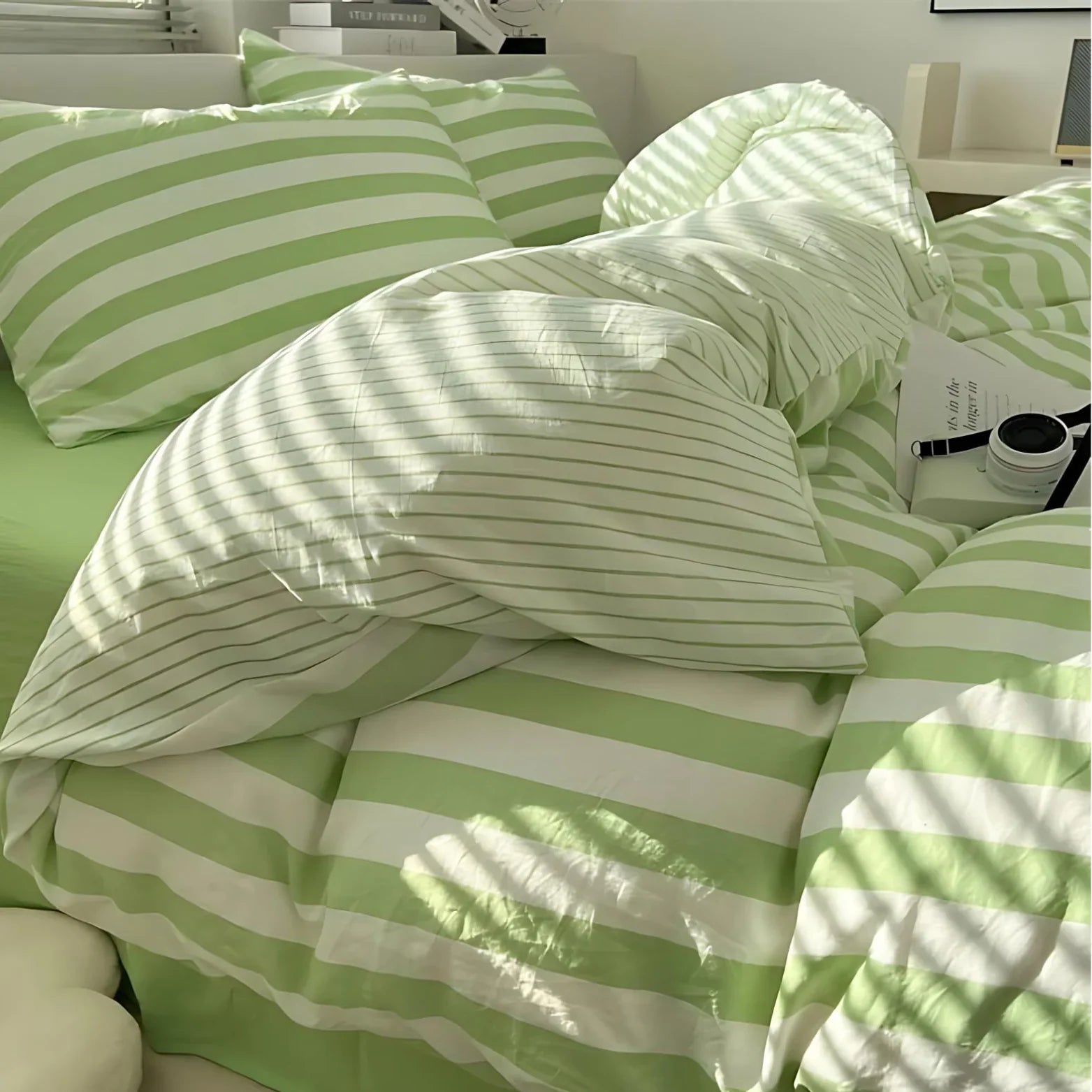 Klassieke Gestreepte Beddengoedset – Hoogwaardige Materialen, Inclusief Dekbedovertrek, Laken en Kussenslopen, Verkrijgbaar in Diverse Maten 5