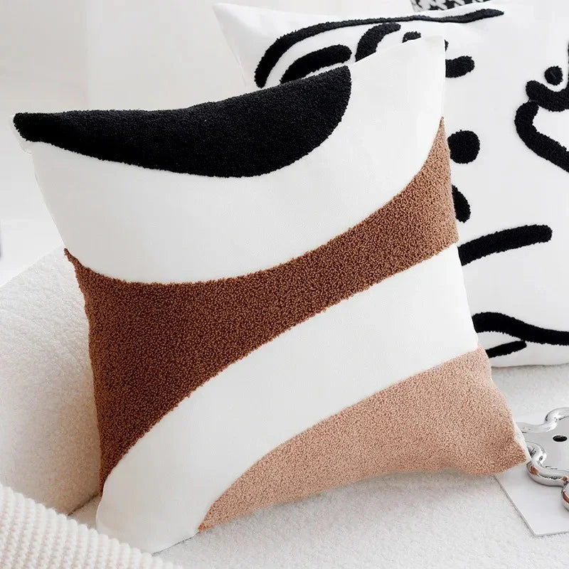 Kussensloop Vintage Bruin en Crème Patchwork – Zacht Polyester met Verborgen Ritssluiting 45x45cm en 30x50cm 10