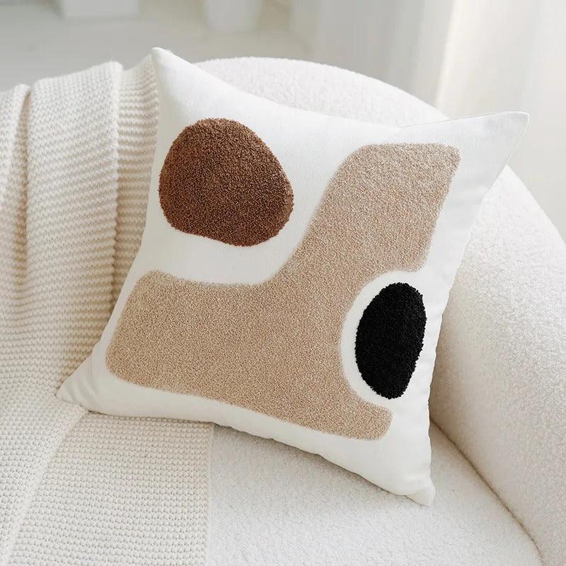 Kussensloop Vintage Bruin en Crème Patchwork – Zacht Polyester met Verborgen Ritssluiting 45x45cm en 30x50cm 9