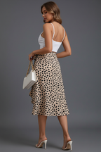 Lara | Rok Dames - Luipaardprint Midi Overslag