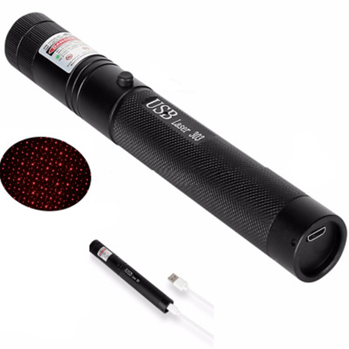 Laserpen met Groot Bereik, USB-Oplaadbaar, Metalen Behuizing, Instelbare Focus, Rood/Groen
