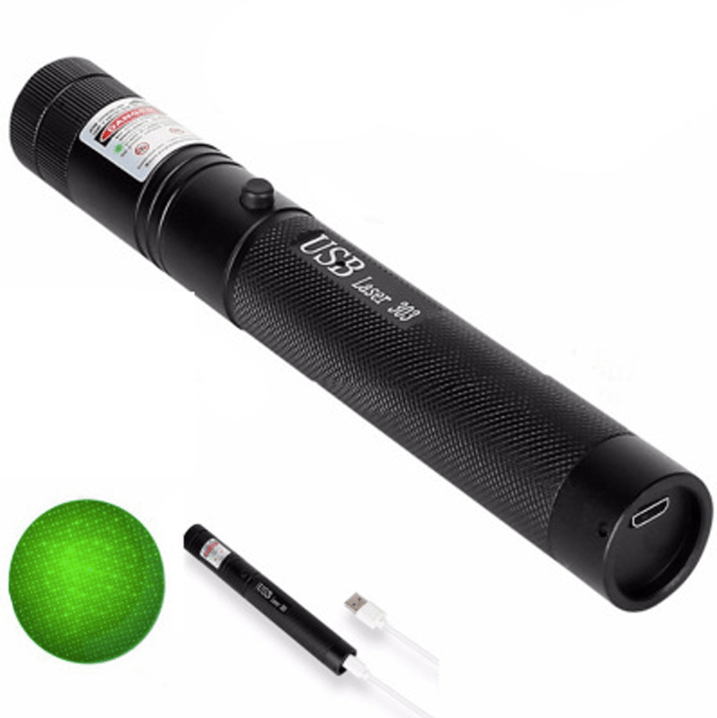 Laserpen met Groot Bereik, USB-Oplaadbaar, Metalen Behuizing, Instelbare Focus, Rood/Groen