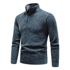 Trui Heren Half-Zip Comfortabel Blauw