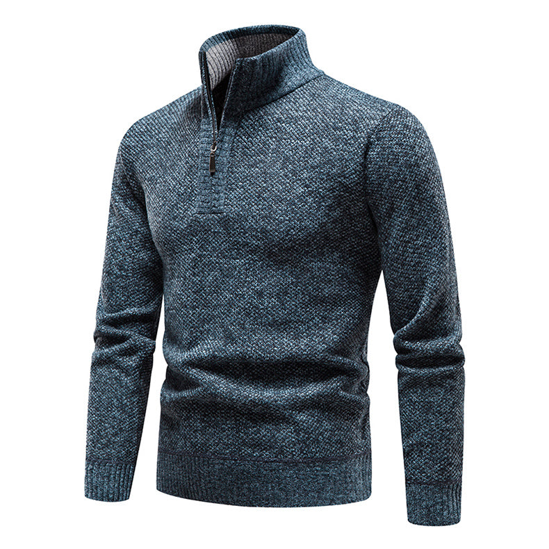 Trui Heren Half-Zip Comfortabel Blauw