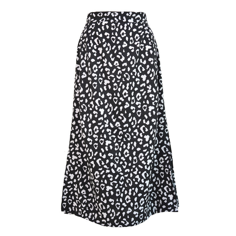 Novali | Maxi Rok Dames - Luipaardprint Polyester Zwart