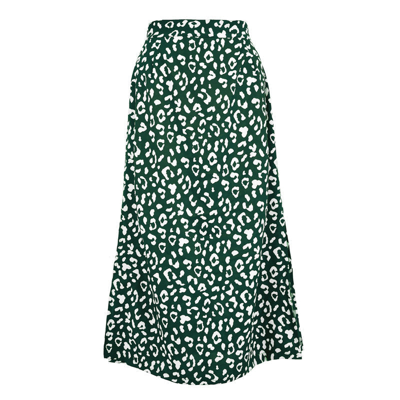 Novali | Maxi Rok Dames - Luipaardprint Polyester Groen
