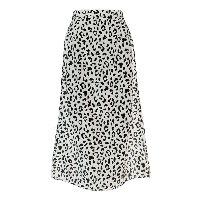Novali | Maxi Rok Dames - Luipaardprint Polyester Wit