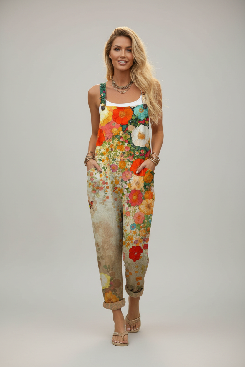 Yvaine | Jumpsuit Dames - Vintage Bloemenprint Casual