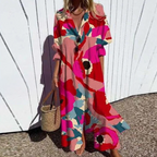 Livia | Dames Maxi Jurk - Bloemenprint, Lichtgewicht en Ademend Kleurrijke Bloemen
