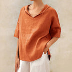 Amara | Blouse Dames - V-hals Oranje