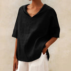 Amara | Blouse Dames - V-hals Zwart