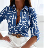 Callista | Blouse Dames - Reverskraag Blauw