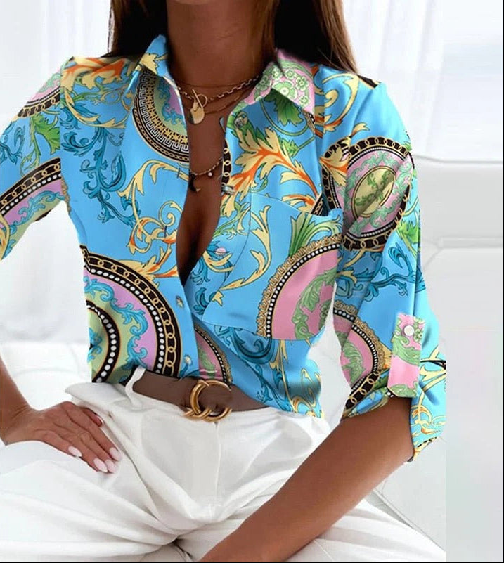 Callista | Blouse Dames - Reverskraag Lichtblauw